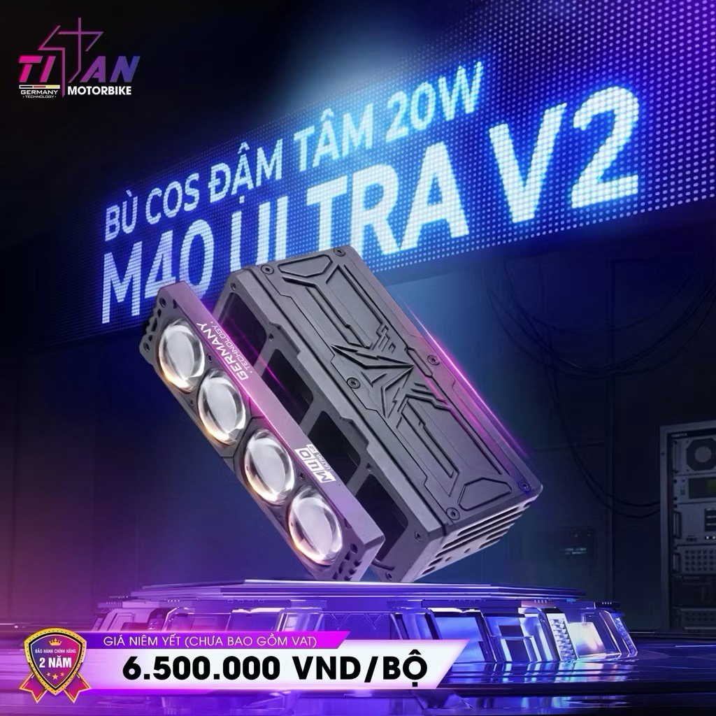 Đèn Trợ Sáng Titan M40 Ultra V2 Công Suất 110W, Cos Siêu Rộng Bám Đường Tốt
