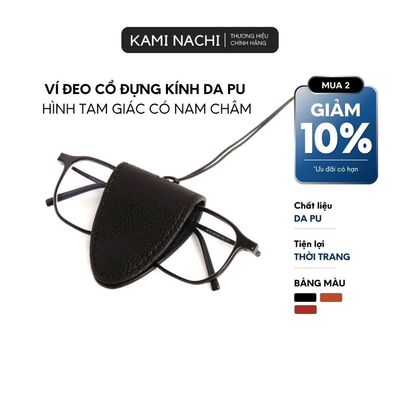Túi da đựng mắt kính hình tam giác có nam châm với thiết kế vòng cổ độc đáo, gấp gọn tiện lợi KAMI NACHI