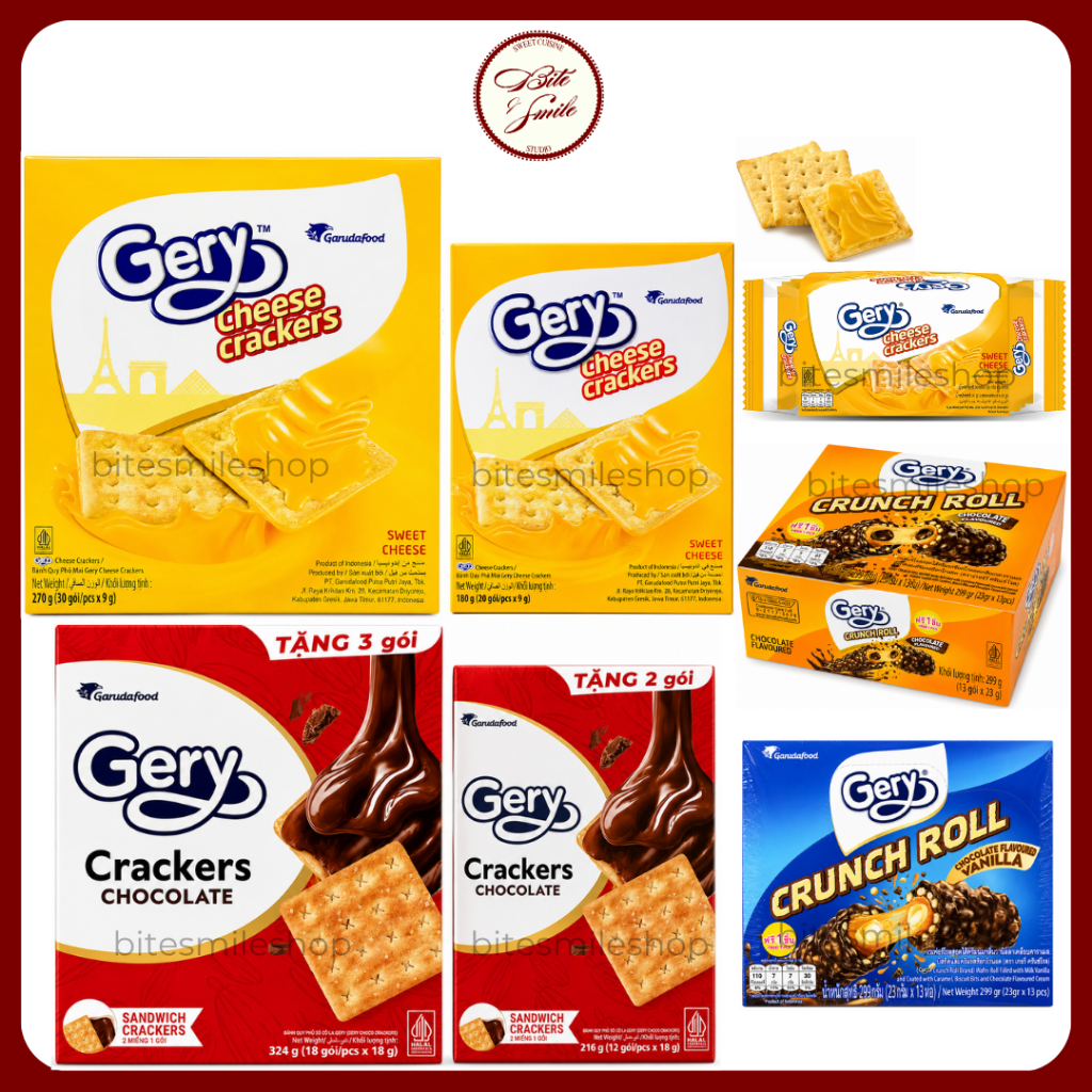 Bánh Quy/Bánh Ống Gery Kẹp Kem & Crunch Roll Phủ Sôcôla Giòn Ngon