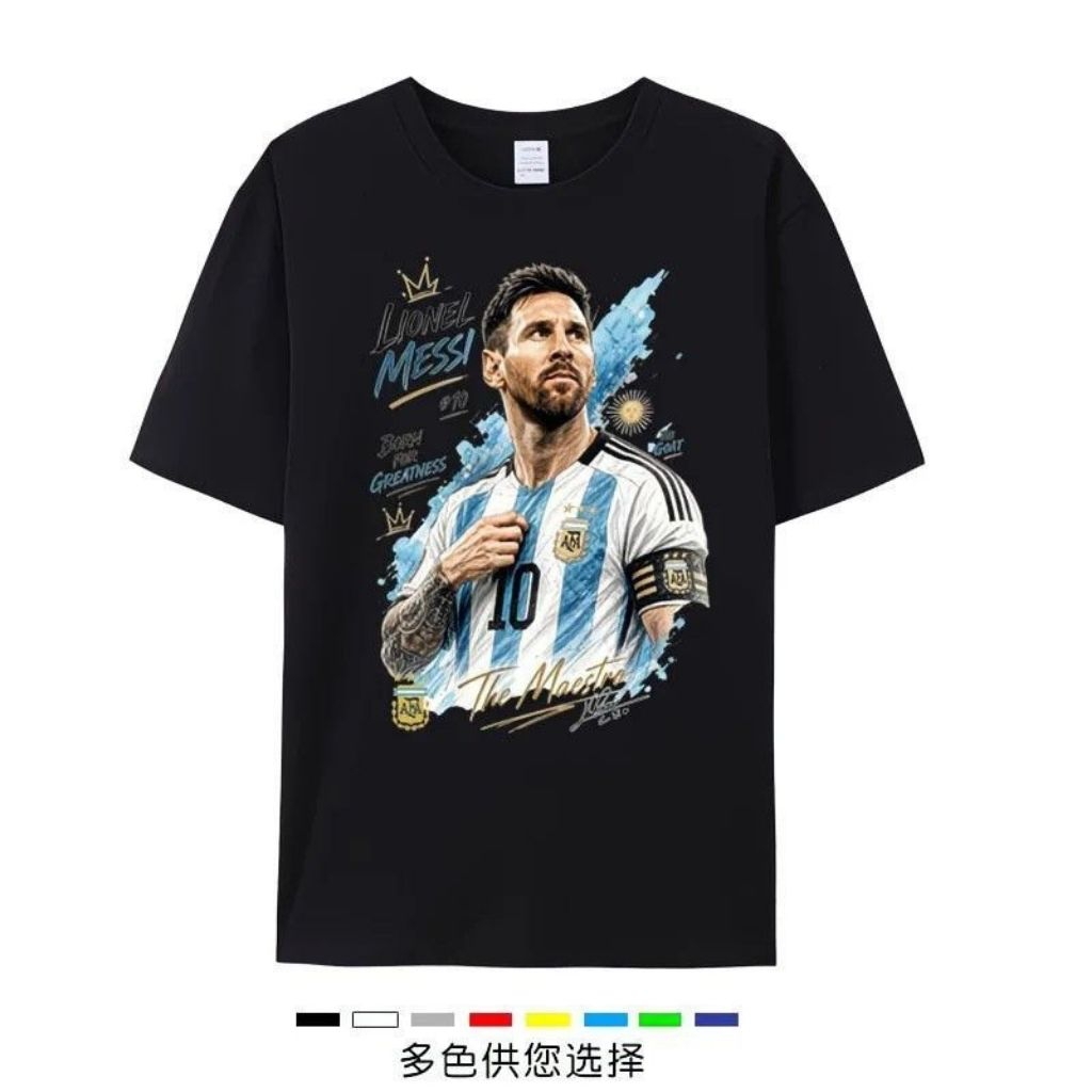 Áo Thun Messi Nam In Hình Lionel Messi Argentina - Áo Phông Form Rộng Unisex Cotton Mềm, Áo Fan Bóng