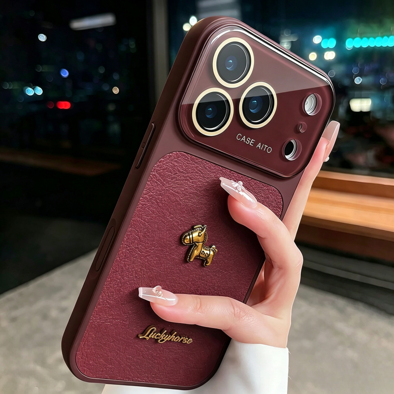 Ốp Lưng Da Vân Nấm Ngựa Kim Loại 3D Viền Kim Loại Bảo Vệ Camera Chống Va đập…