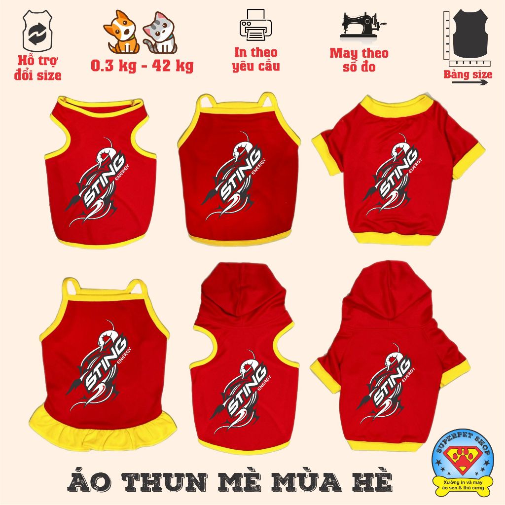 Áo mùa hè chó mèo - LO GO NƯỚC NGỌT STING - ĐỎ - Superpet Shop