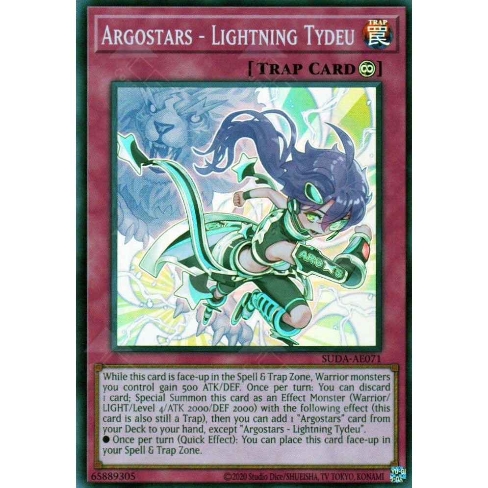 Thẻ bài Yugioh Tiếng Anh Chính Hãng Phiên Bản AE: Suda-AE071 Argostars - Lightning Tydeu (SR)