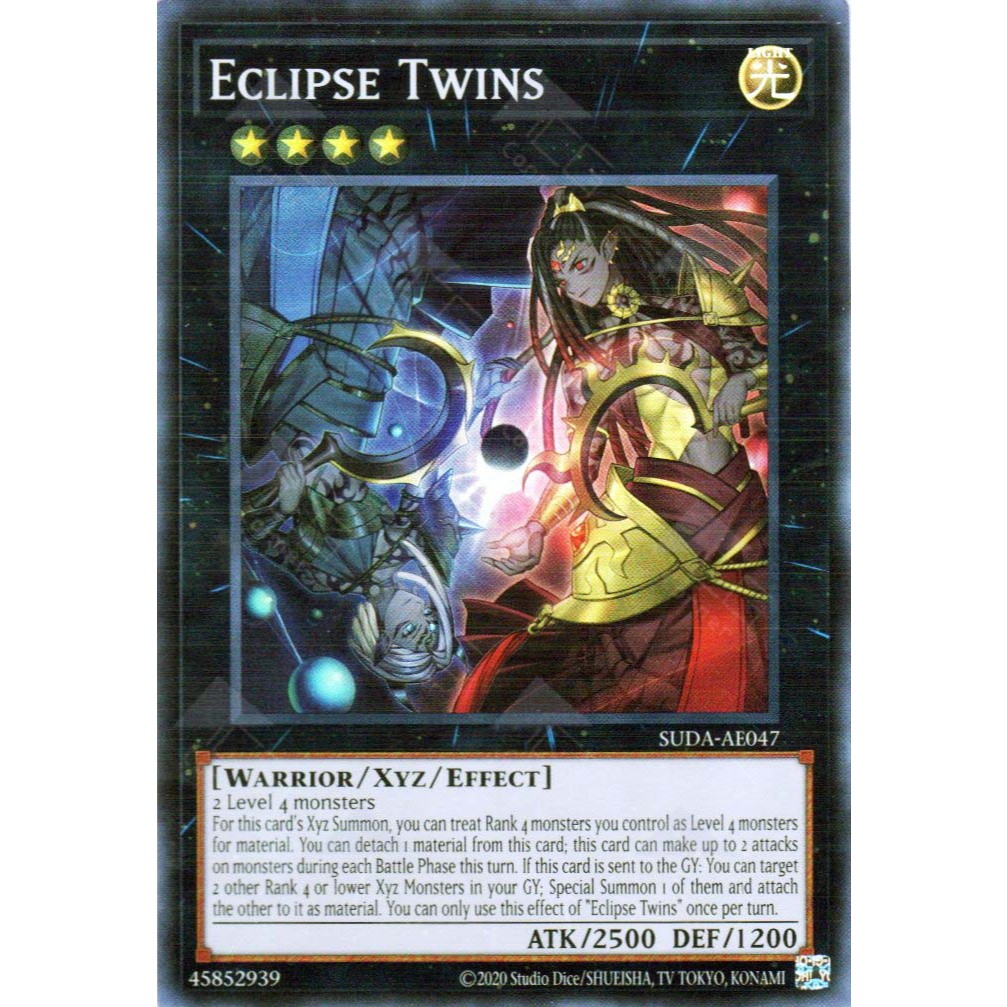 Thẻ bài Yugioh Tiếng Anh Chính Hãng Phiên Bản AE: Suda-AE047 Eclipse Twins (SR)
