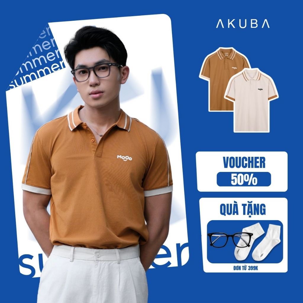 Áo Polo Nam AKUBA Form Regular, Vải Cá Sấu Kép dày dặn, đứng form | EC01JP1263