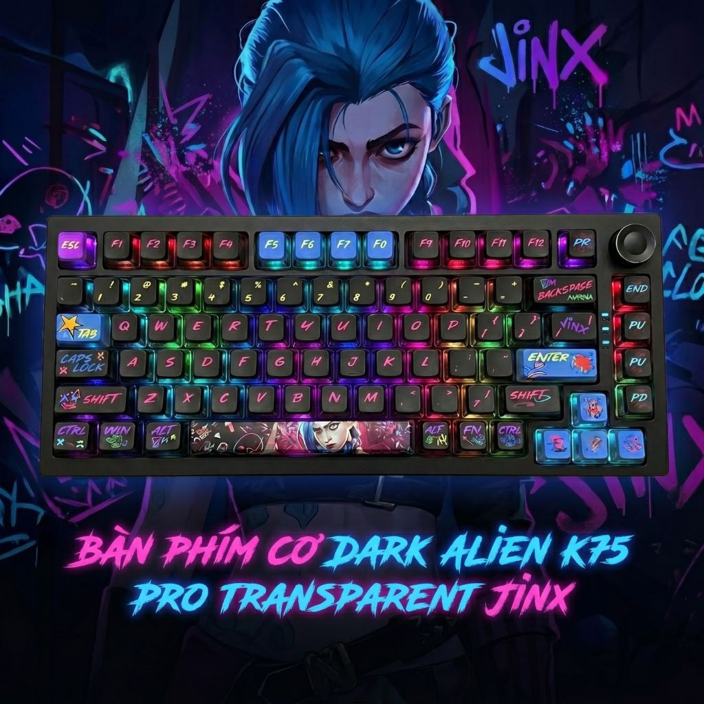 Bàn Phím Cơ DARK ALIEN K75 PRO Multi Modes Linear Switch Núm Xoay Hotswap Mạch Xuôi