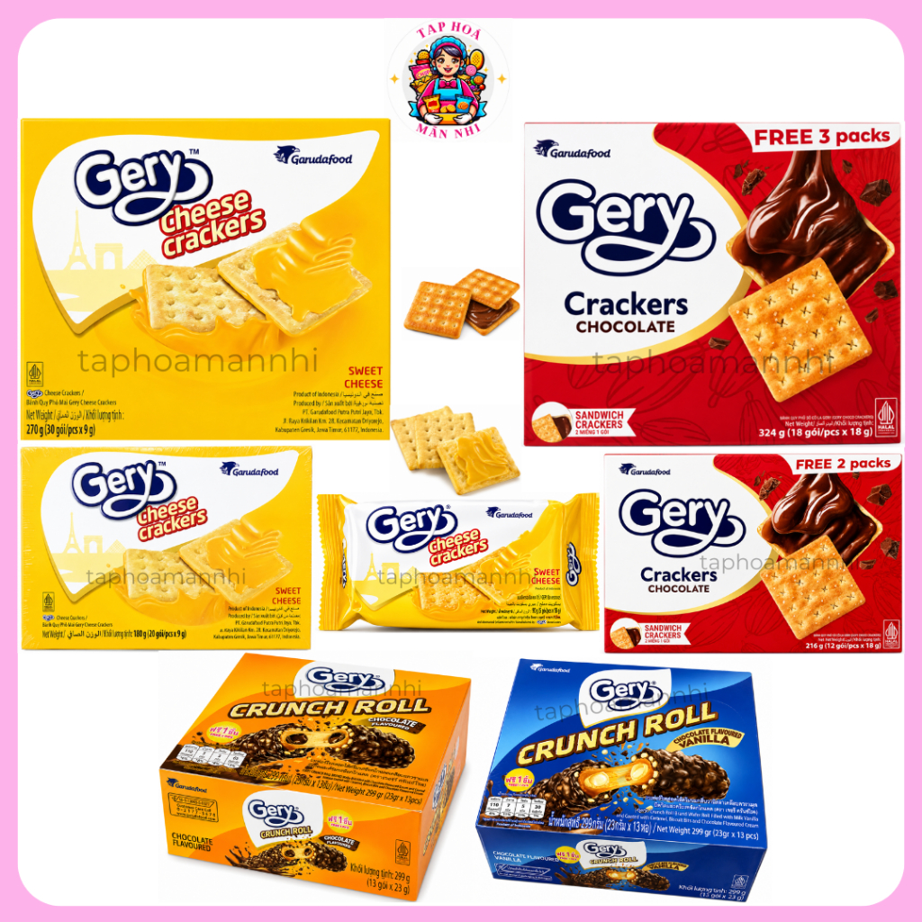 Bánh Quy Gery Kẹp Kem & Bánh Ống Crunch Roll Socola