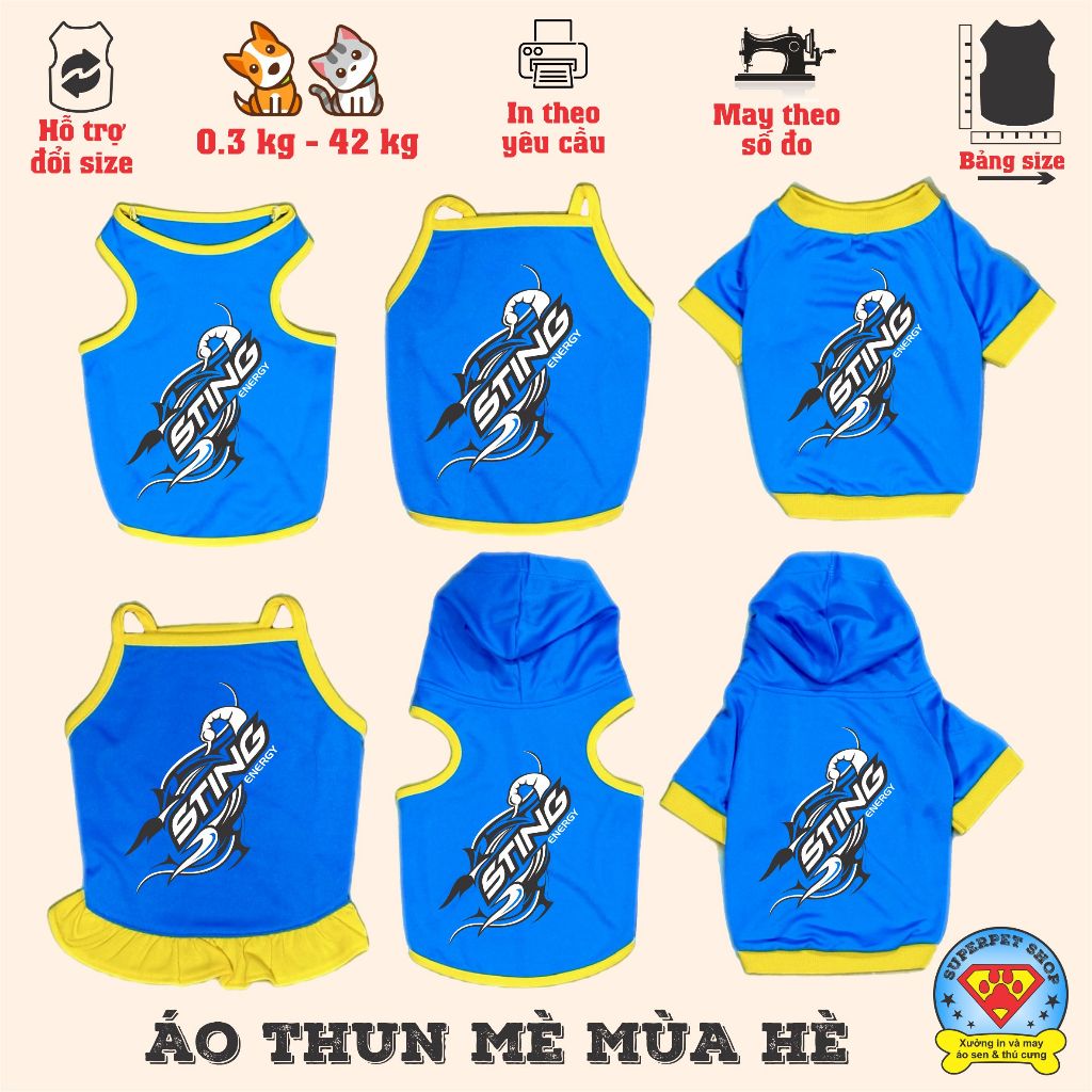 Áo mùa hè chó mèo - LO GO NƯỚC NGỌT STING - XANH BIỂN - Superpet Shop
