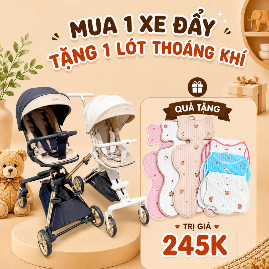 Xe đẩy gấp gọn xoay 360° Able Cozy Premium/ Able Cozy Shine 2024 HÀN QUỐC - BH CHÍNH HÃNG 12 THÁNG