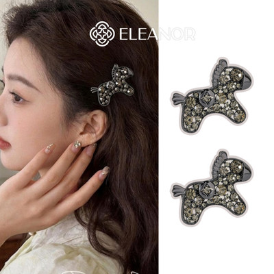 Kẹp tóc nữ Eleanor Accessories hình con ngựa đính đá phụ kiện tóc kẹp tóc mái 12178