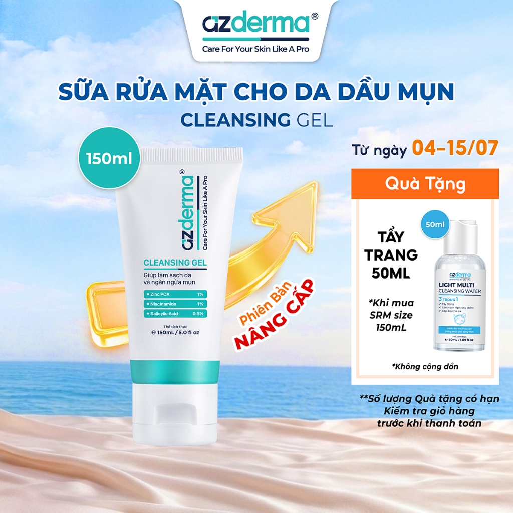 Cleansing Gel Azderma - Sữa rửa mặt hỗ trợ làm sạch da, giúp da mềm mượt và hỗ trợ giúp giảm tình tr