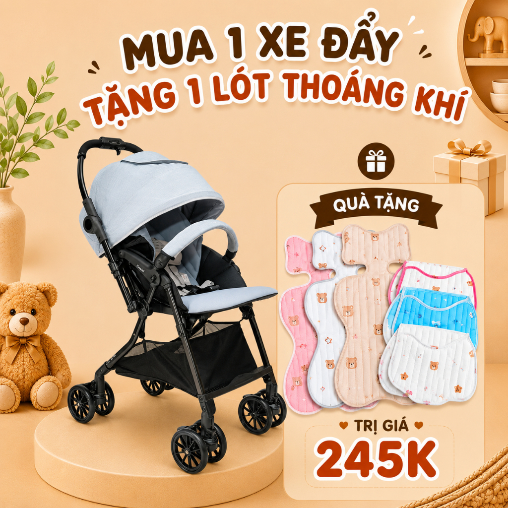 Xe đẩy Combi handy 4 cas Compact màu xám/ màu xanh