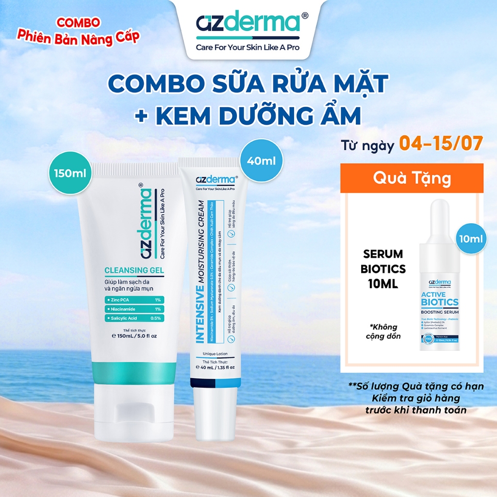 Combo Làm Sạch và Dưỡng Ẩm, sữa rửa mặt Cleansing Gel 150ml và kem dưỡng ẩm Intensive Moisturising C