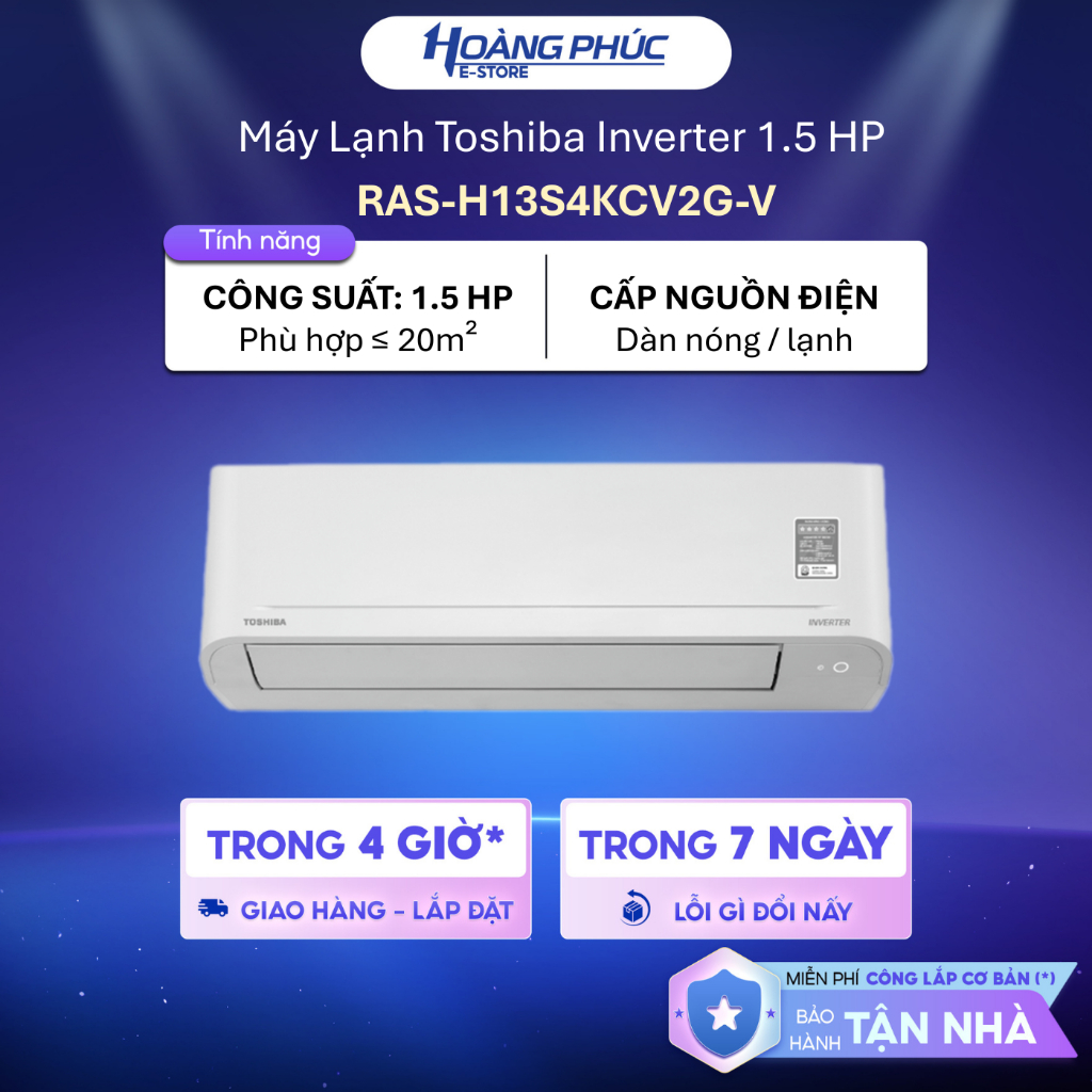 Máy Lạnh Toshiba Inverter 1.5 HP RAS-H13S4KCV2G-V  {TOÀN QUỐC}