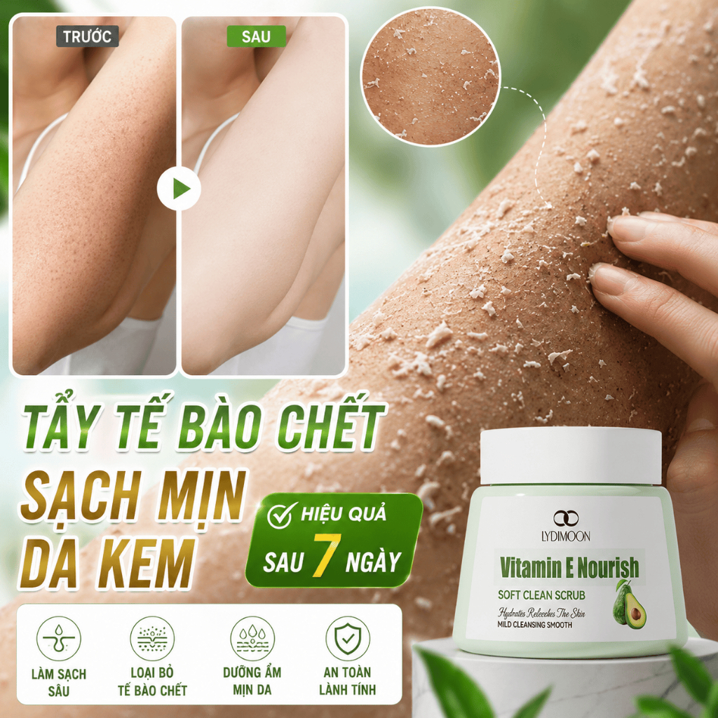 Kem Tẩy Tế Bào Chết Body Vitamin E 250g, Tẩy Da Chết Toàn Thân, Da Mềm Mịn Sáng Da, Cho Da Xỉn Màu
