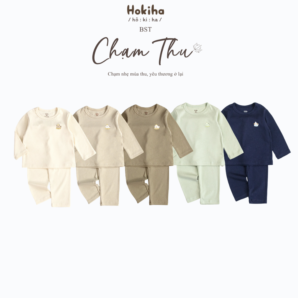 Bộ dài tay in hình đáng yêu cho bé Hokiha vải cotton mềm mại, thoáng mát size 8-17kg B161