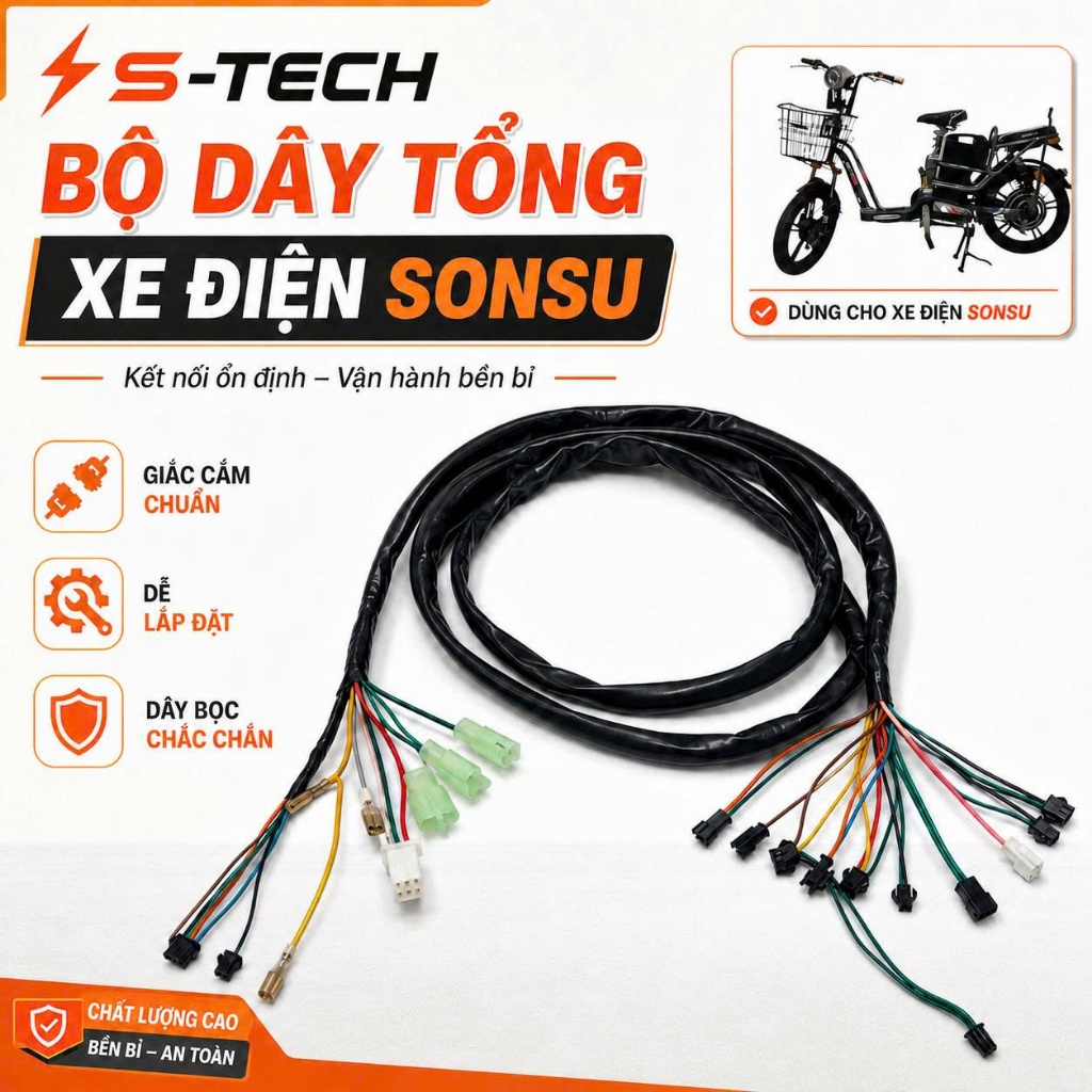 Bộ dây tổng xe đạp điện 2 yên,asama,sonsu đầy đủ chức năng
