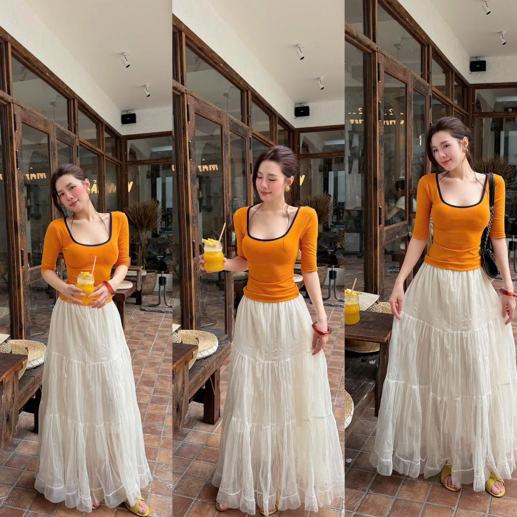Áo Tay Lỡ Cổ Vuông COCOLEN Kiểu Dáng Trẻ Trung, Năng Động Phối Viền Khỏe Khắn Chất Liệu Rib Hàn Mềm Mịn, Đầm Tay - A102 | BigBuy360 - bigbuy360.vn