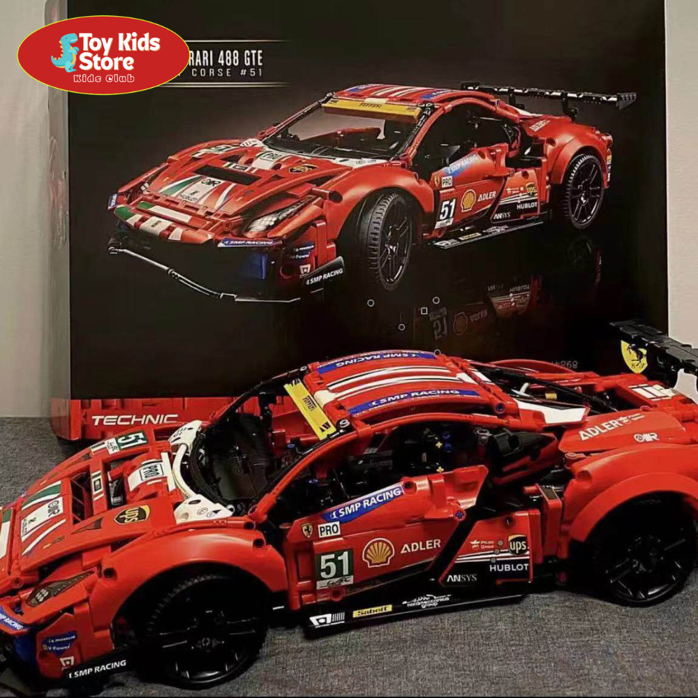 [2026]Mô hình lắp ráp siêu xe technic Ferrari GTE 488 Tỷ Lệ 1:10 Điều Khiển phát triển tư duy cho bé