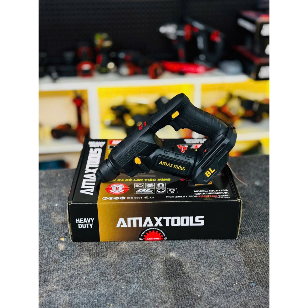 Máy Khoan Bê Tông AMAXTOOLS , A3CN12SM , Brushless , SDS PLUS, 1.7J, Anti-kickback ,Chân Phổ Thông M