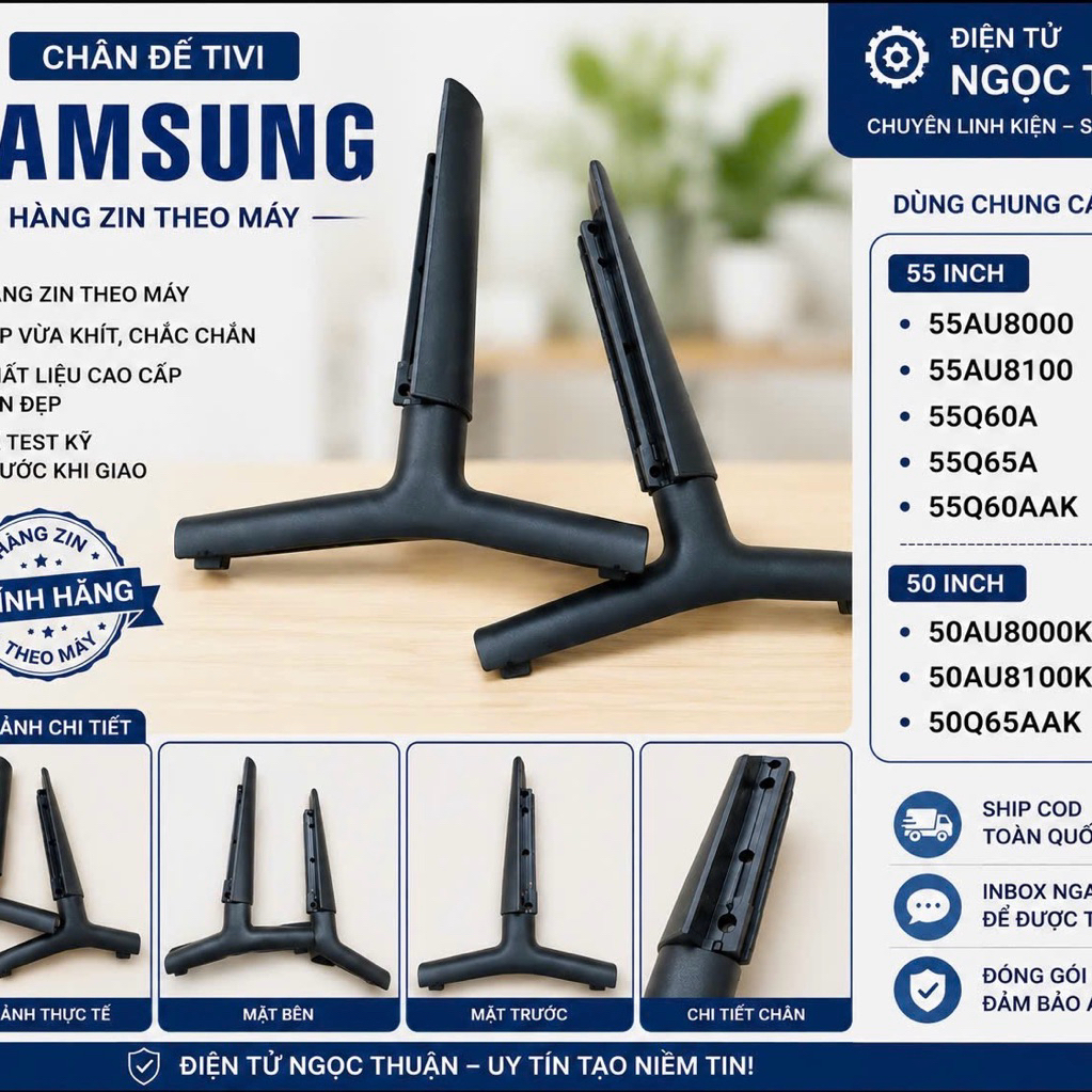 Cặp chân Tivi Samsung 50AU8000, 55AU8000, 50Q65AAK, 55Q60AAK, 55Q60A, 55Q65A, 55AU8100, 50AU8100