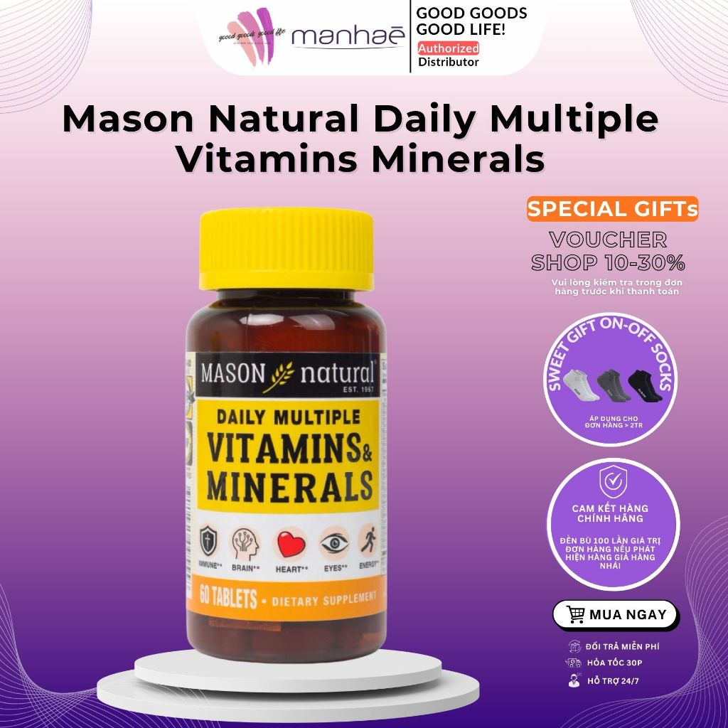 Viên uống vitamin tổng hợp Mason Natural Daily Multiple Vitamins With Minerals 60 viên