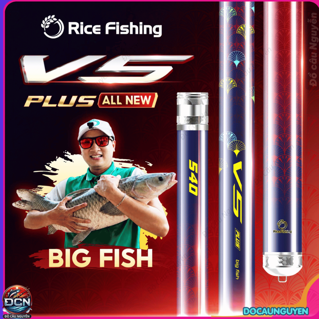 Cần Câu Cá Lớn V5 Plus Big Fish phiên bản cá lớn độ cứng 6H vật liệu carbon T1100+60T+40T