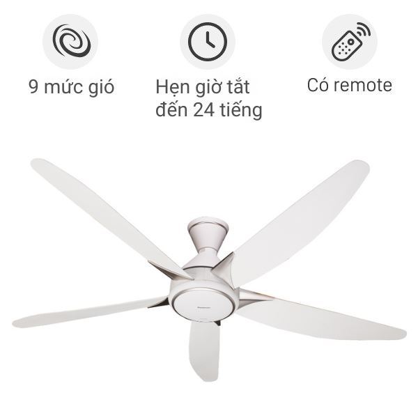 Quạt trần 5 cánh Panasonic F-60GDS màu Trắng- Động cơ DC