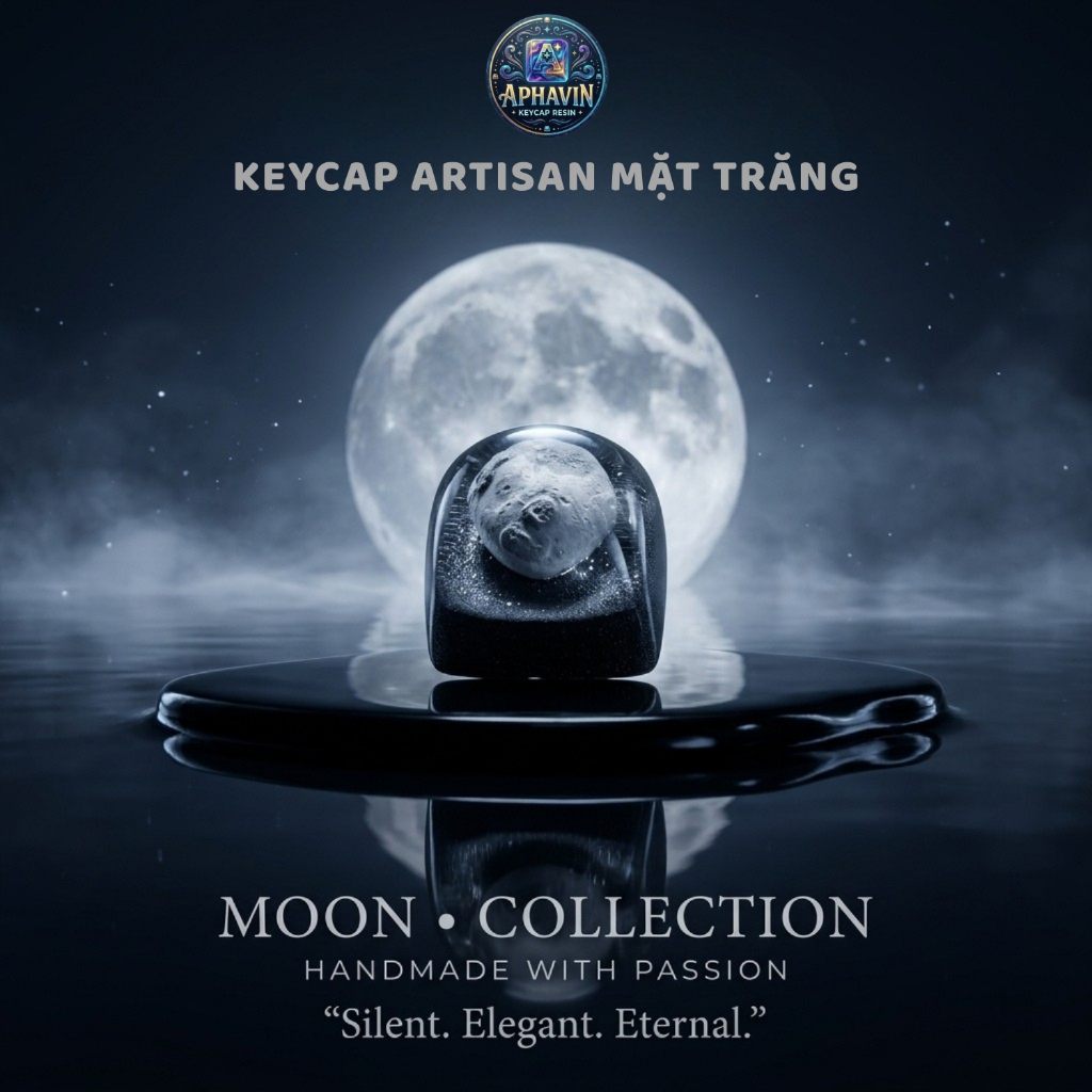 APHAVIN Artisan Resin Keycap Moon Collection 1U DOM | Keycap Mặt Trăng Thủ Công Resin Trong Suốt | C
