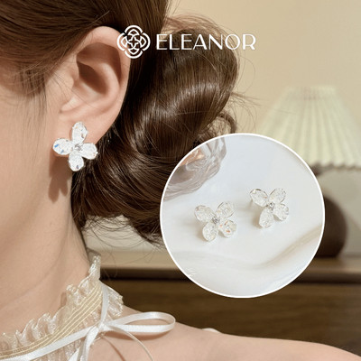 Bông tai nữ chuôi bạc 925 Eleanor Accessories hình hoa đính đá phụ kiện trang sức khuyên tai 12186