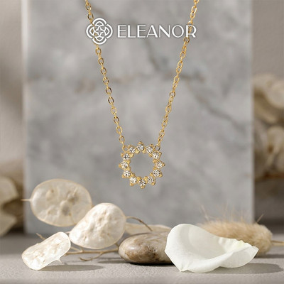 Dây chuyền nữ titan Eleanor Accessories mặt tròn đính đá phụ kiện trang sức vòng cổ 12160