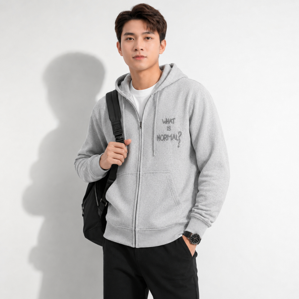 Áo Khoác Hoodie Zip Nam Normal Tay Phồng Nón Rộng 2 Lớp Vải Nỉ Dày Dặn Chống Nắng - FAGU
