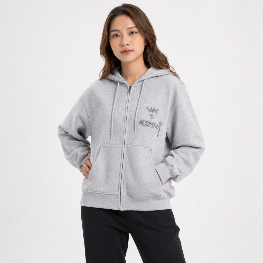 Áo Khoác Hoodie Zip Nữ Normal Tay Phồng Nón Rộng 2 Lớp Vải Nỉ Chính Dày Dặn Chống Nắng - FAGU
