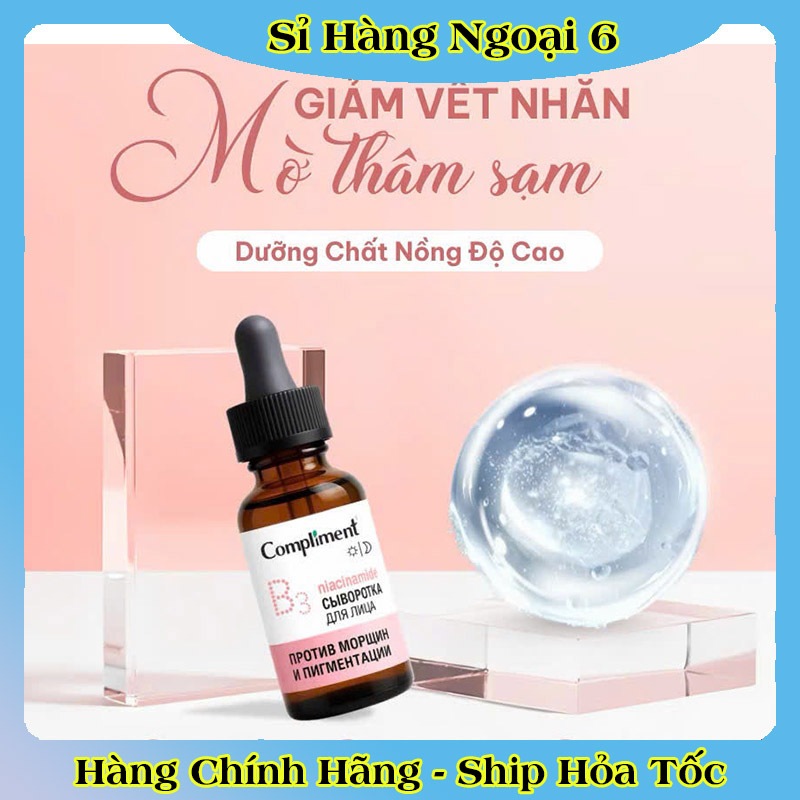 Serum Compliment B3 10% Anti-wrinkle, Dưỡng Da Đều Màu, Kiềm Dầu, Dưỡng Ẩm, Trắng Sáng 27ml của Nga