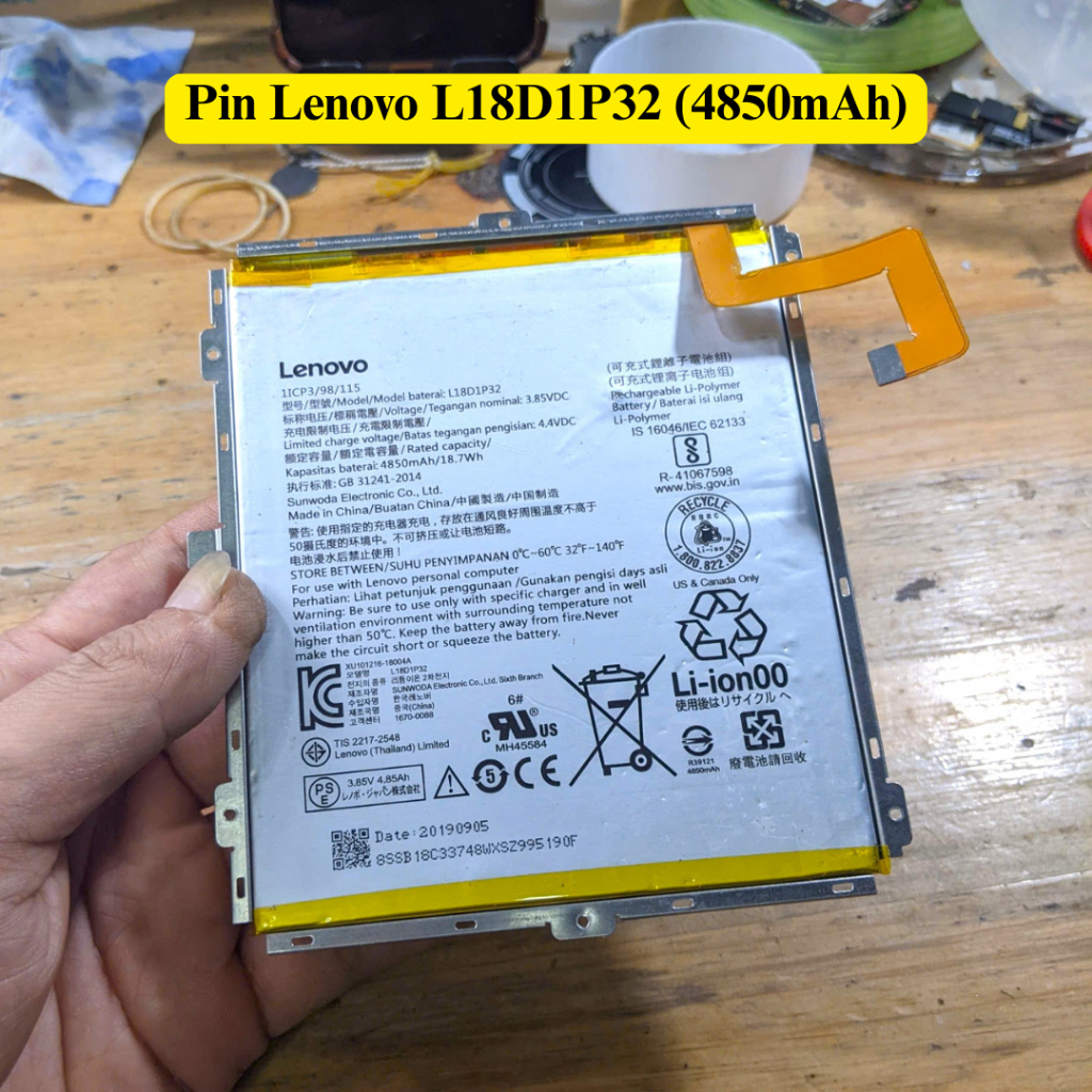 Pin Lenovo Tab M10 / L18D1P32 (4850mAh) / TB-X505F / TB-X605F zin chính hãng tháo máy.