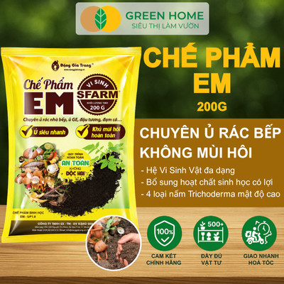 Chế Phẩm Vi Sinh EM Sfarm GreenHome, 200g, Ủ Phân Hữu Cơ Nhanh, Khử Mùi, Cải Tạo Đất Hiệu Quả