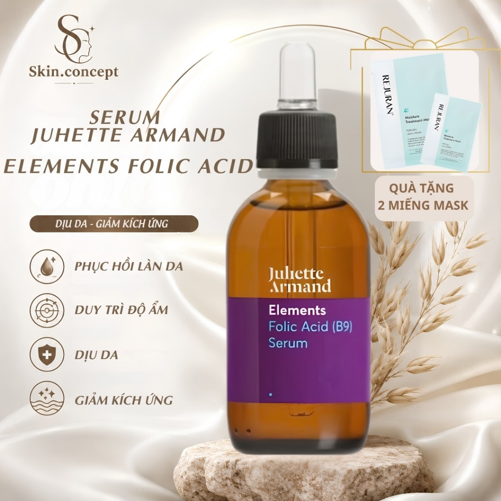 [TẶNG MASK] Serum B9 Elements Folic Acid Juliette Armand - Tinh chất phục hồi, dịu da, giảm kích ứng