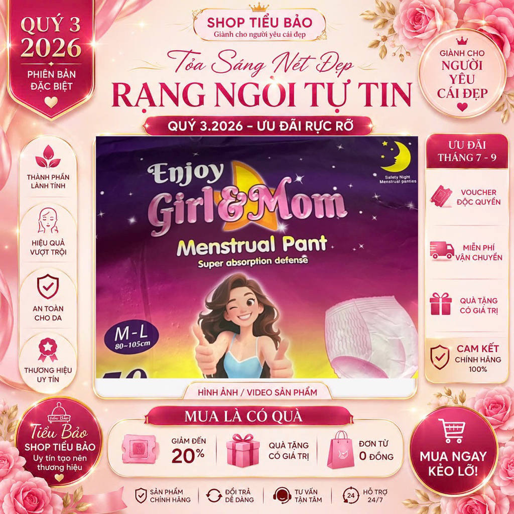 Combo 02 gói BVS dạng quần Enjoy (100 quần) che tên sp