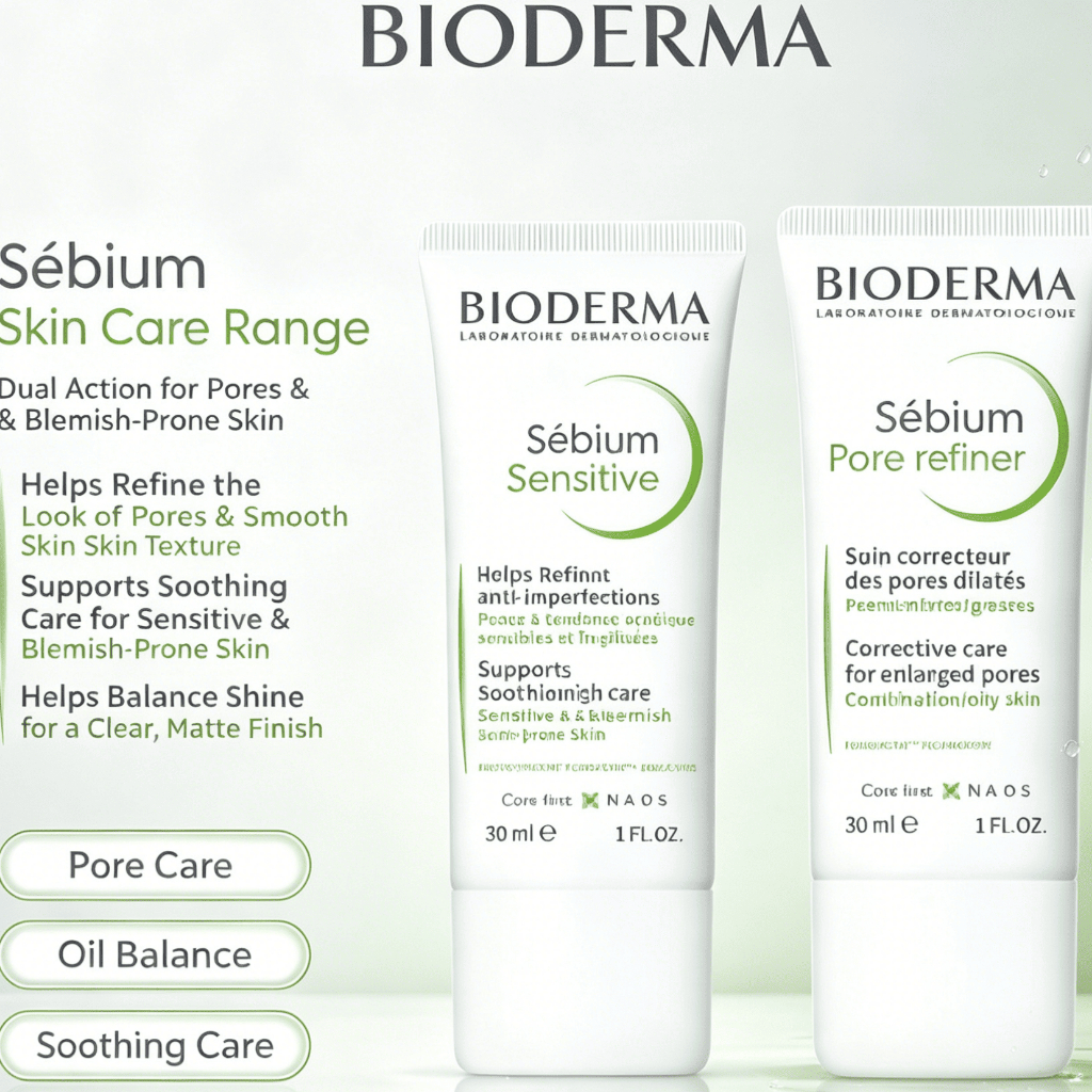 Kem dưỡng Bioderma 30ml/Sébium Sensitive và Pore Refiner giúp giảm mụn thu nhỏ lỗ chân lông hiệu quả