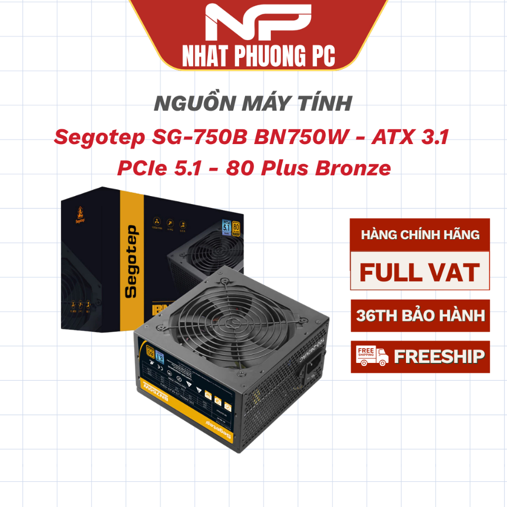 Nguồn Segotep SG-750B BN750W - ATX 3.1 - PCIe 5.1 - 80 Plus Bronze