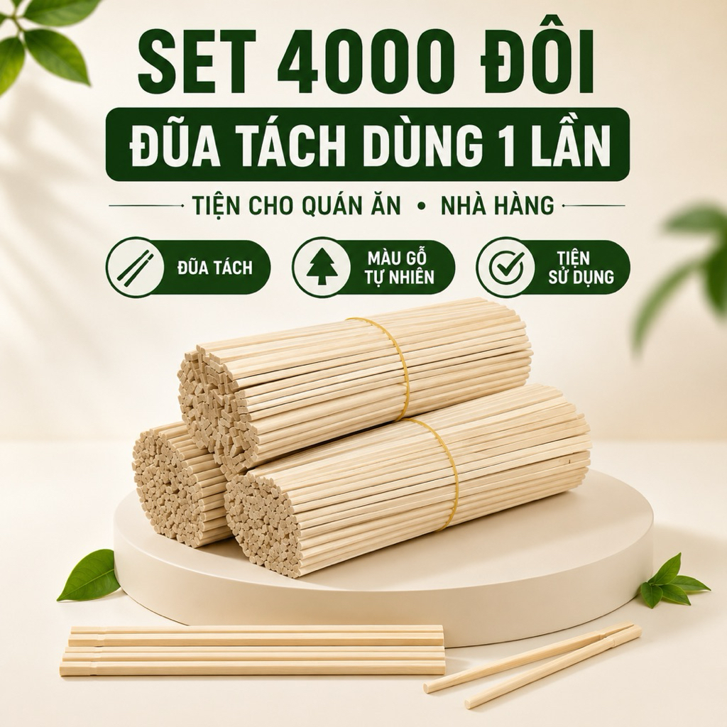 Sét 4000 đôi đũa trần dùng 1 lần