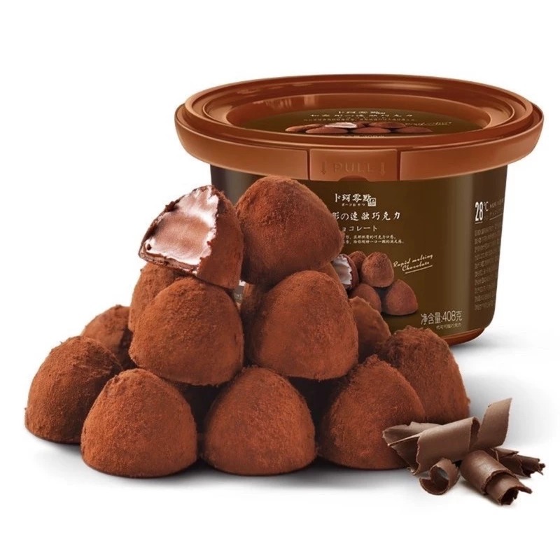 [Kèm ĐÁ KHÔ CHỐNG CHẢY] Socola Tươi Nama Truffle 408G - Socola Truffle 80 Viên Hình Nấm Phủ Cacao