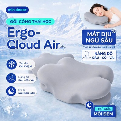 [HOẢ TỐC] Gối Memory Foam Ergo-Cloud Air Mịn Decor, Gối Cao Su NonChống Đau Cổ Vai Gáy Thông Minh