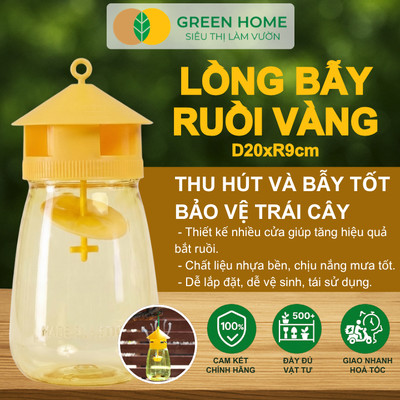 Lồng Bẫy Ruồi Vàng GreenHome, D20xR9cm – Thu Hút Và Kiểm Soát Ruồi Đục Trái, Bảo Vệ Vườn Hiệu Quả