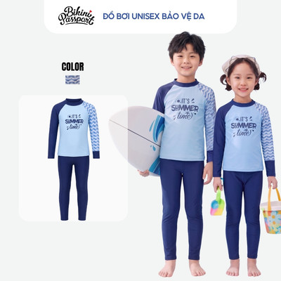 Đồ bơi trẻ em unisex tay dài bảo vệ da đi biển - Bikini Passport - KD038_TRI