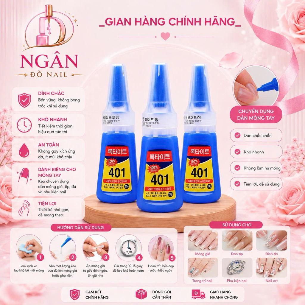 Keo 401 dán móng - đính đá , hàng chuẩn hãng- có tem chống hàng giả . 20G