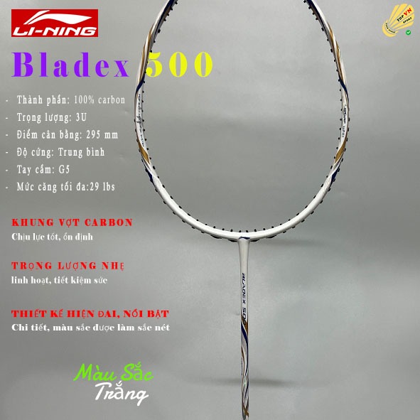 [HỎA TỐC] Vợt Cầu Lông Lining Bladex 500 3u Chính Hãng, Tặng túi+Quấn Cán -Đan cước