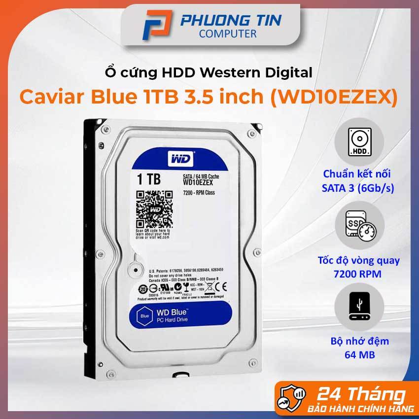 Ổ cứng HDD WD Caviar Blue 1TB 3.5 inch 64MB Cache 7200rpm SATA 3 (WD10EZEX) Bảo hành chính hãng 36 t