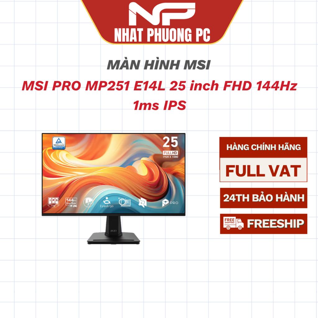 Màn Hình MSI PRO MP251 E14L 25 inch FHD 144Hz 1ms IPS
