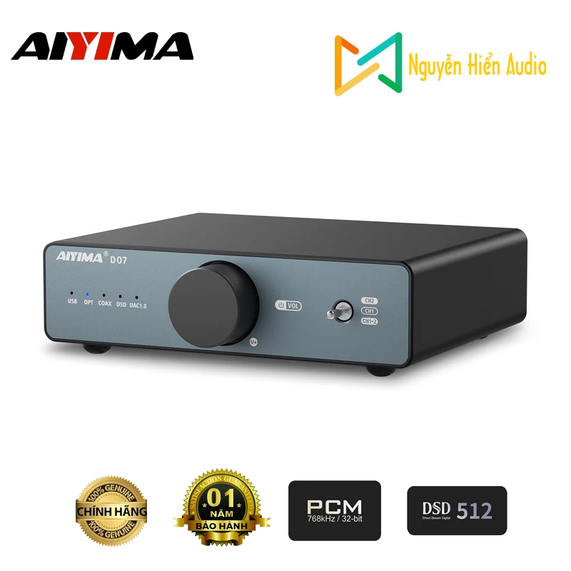 Bộ Giải Mã Âm Thanh DAC AIYIMA D07 Chính Hãng - Chip Cao Cấp AKM4493SEQ, Giải Mã DSD512 & PCM 32Bit/